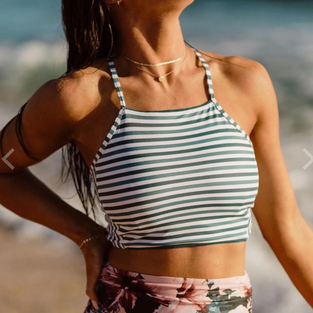 Albion Striped Switchback Bikini Top